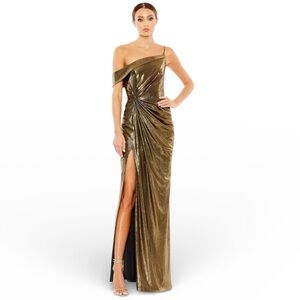 leena For Mac Duggal 26728 - Metallic One Shoulder Evening Dress Size 8 NWT